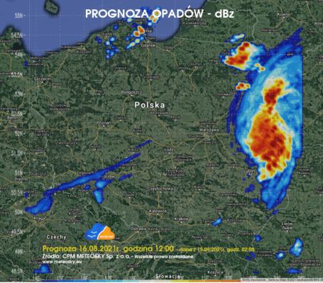 Intensywne opady deszczu i burze 16-17-08-2021